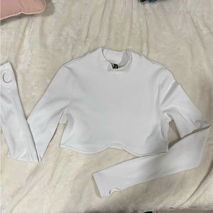 White H&M long sleeve crop top